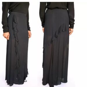 Reformation Black Maxi Skirt with Ruffled Detail for Casual Night Out